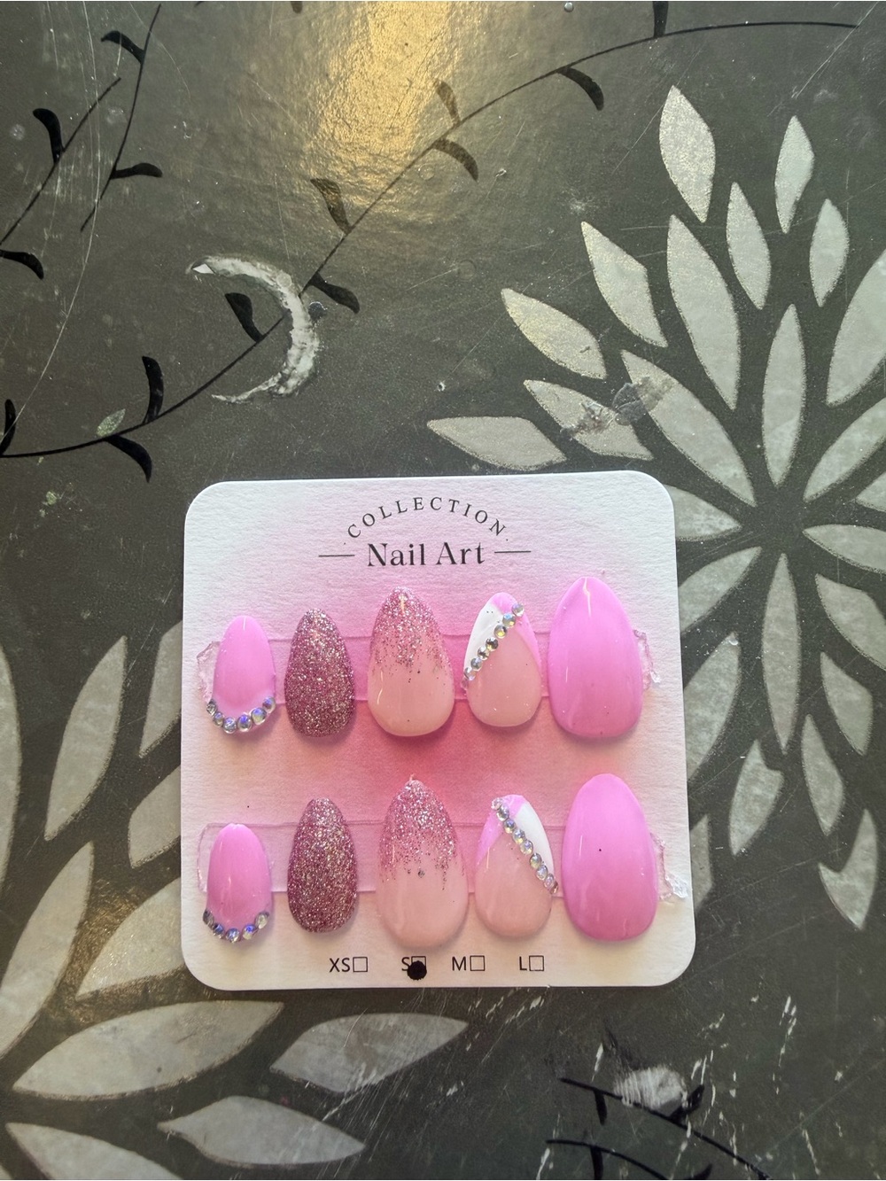 Pink Glitter & Gem Press-On Nail Set for Kids